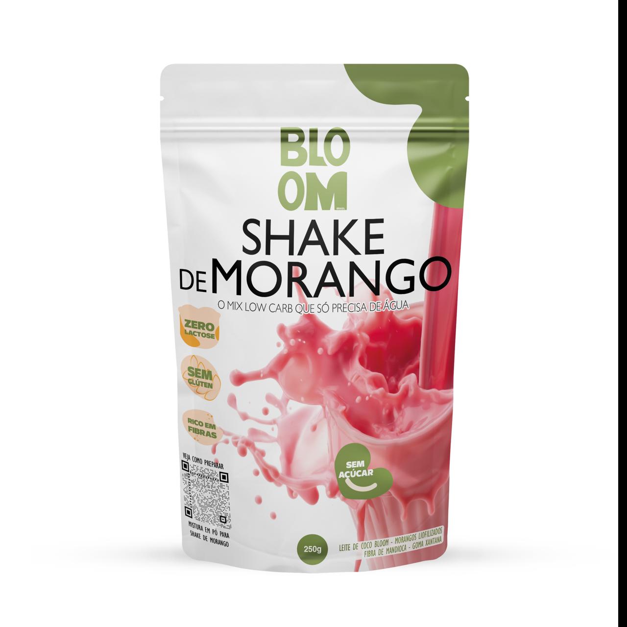 SHAKE DE MORANGO ZERO AÇÚCAR  LOW CARB  I 100% natural - 250g Rende 1litro