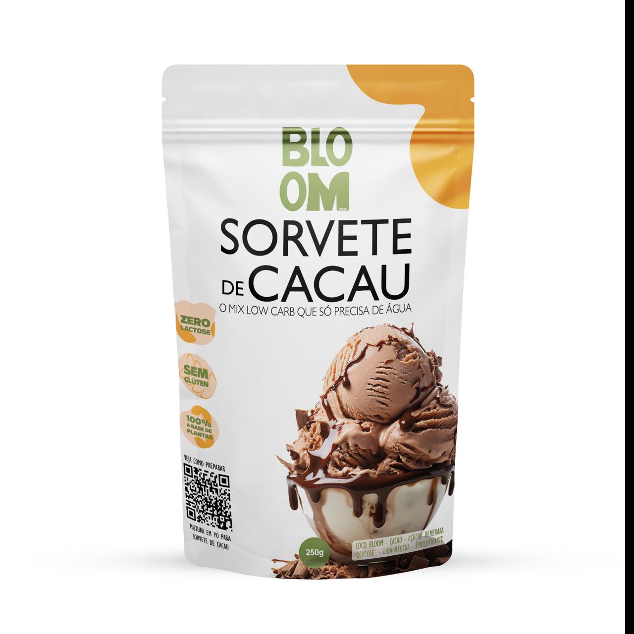 SORVETE DE CACAU TRADICIONAL I LOW CARB I 100% natural - 250g - Rende 1 pote de sorvete de 800g ou 1 litro (100%NATURAL)