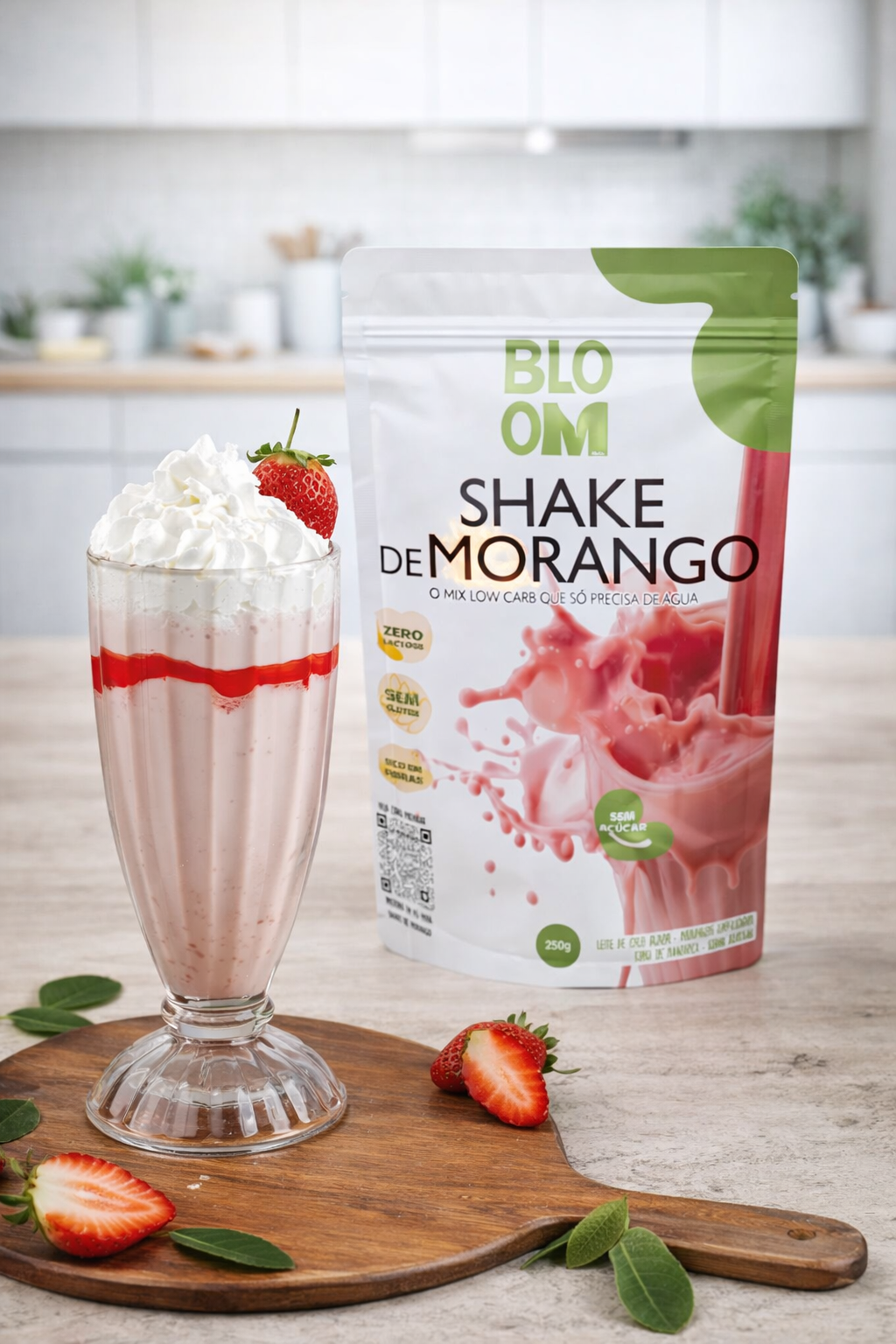 SHAKE DE MORANGO SEM AÇÚCAR