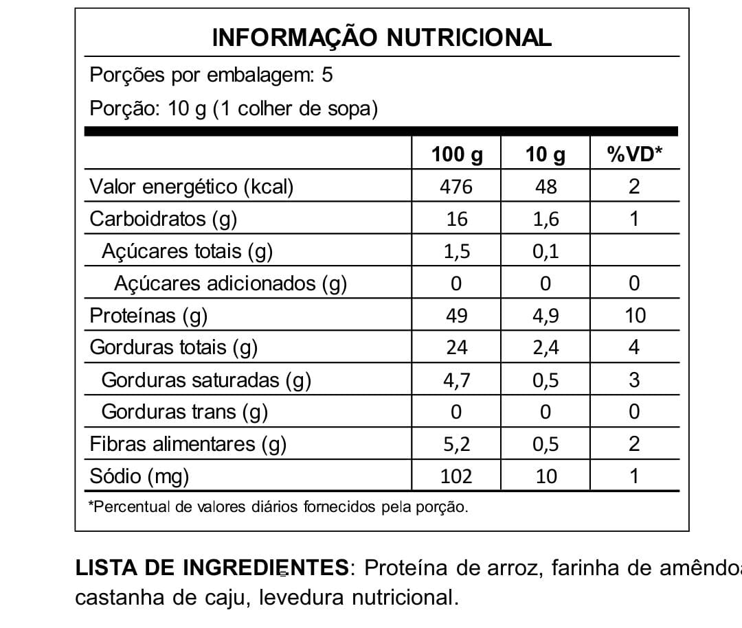 PARMESÃO RALADO ZERO ÁÇÚCAR 50G 24,5g de proteína por pacote