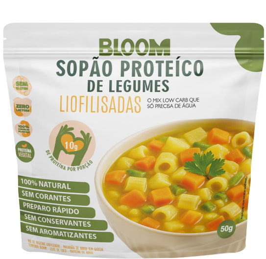 🥣  SOPÃO DE LEGUMES 6,4g de proteína I Proteíco, Instantâneo, Liofilizado | 50g rende 450ml – 100% natural